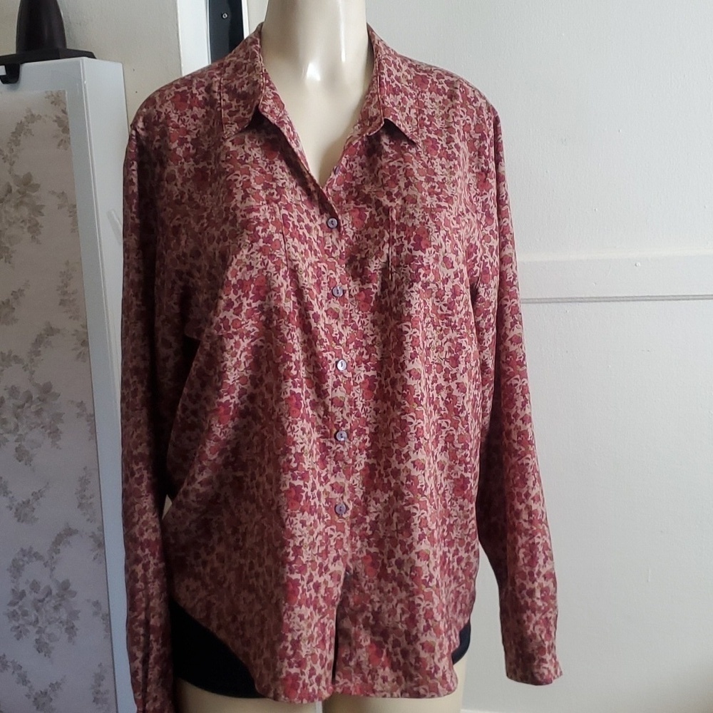 Orvis Floral Button Down Long Sleeve Shirt Size 16